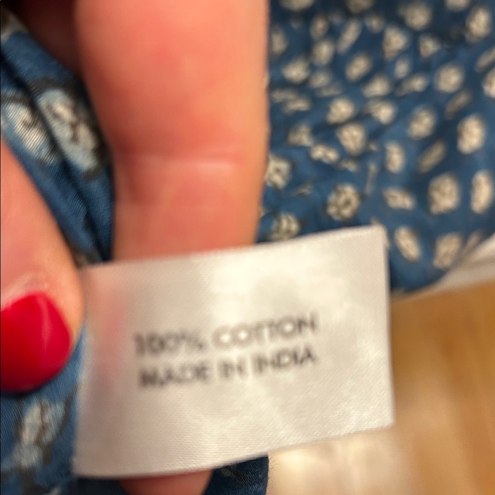 Nani Pani Blue Block Printed Cotton Blouse - Picture 4 of 5